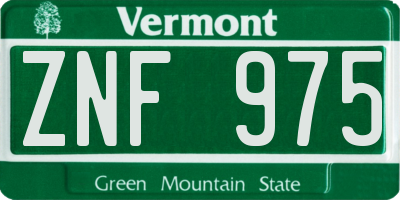 VT license plate ZNF975