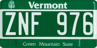 VT license plate ZNF976