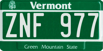 VT license plate ZNF977