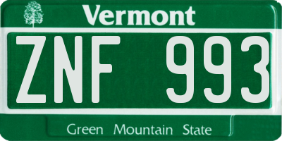 VT license plate ZNF993