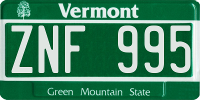 VT license plate ZNF995