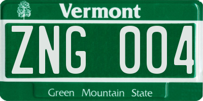 VT license plate ZNG004
