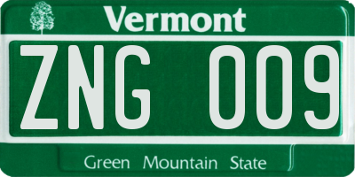 VT license plate ZNG009