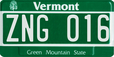 VT license plate ZNG016