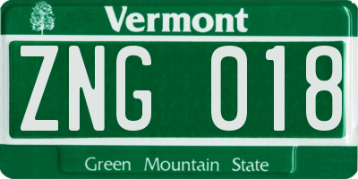 VT license plate ZNG018