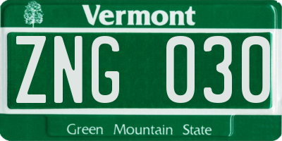 VT license plate ZNG030