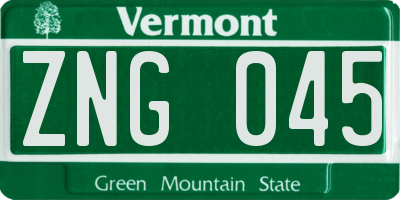 VT license plate ZNG045