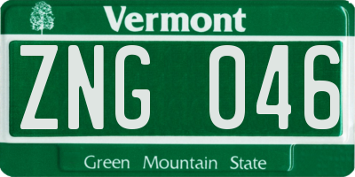 VT license plate ZNG046