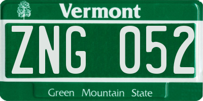 VT license plate ZNG052