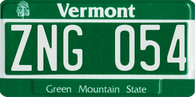 VT license plate ZNG054