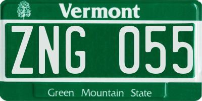 VT license plate ZNG055