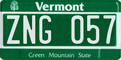 VT license plate ZNG057
