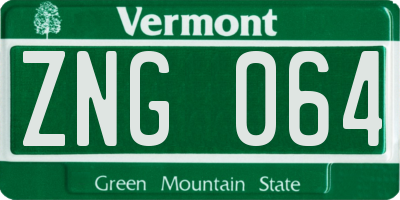 VT license plate ZNG064