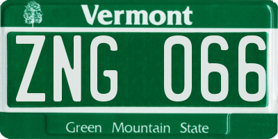 VT license plate ZNG066