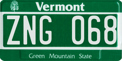 VT license plate ZNG068