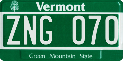 VT license plate ZNG070