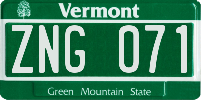 VT license plate ZNG071