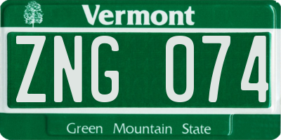 VT license plate ZNG074