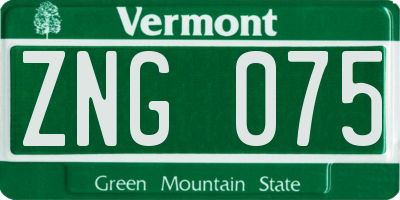 VT license plate ZNG075