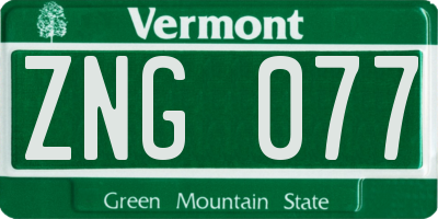 VT license plate ZNG077