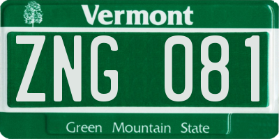 VT license plate ZNG081