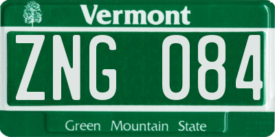 VT license plate ZNG084