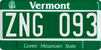VT license plate ZNG093