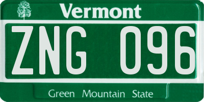 VT license plate ZNG096