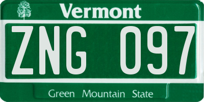 VT license plate ZNG097