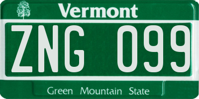 VT license plate ZNG099