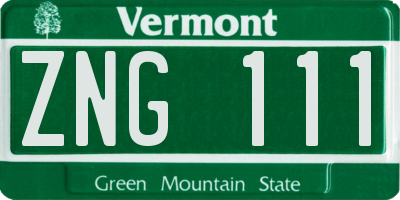 VT license plate ZNG111