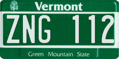 VT license plate ZNG112