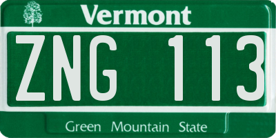 VT license plate ZNG113