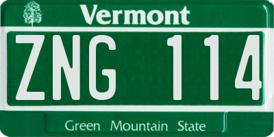 VT license plate ZNG114