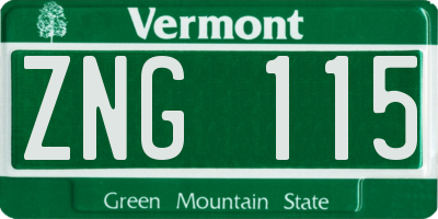 VT license plate ZNG115