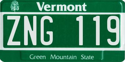 VT license plate ZNG119