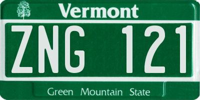 VT license plate ZNG121