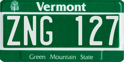 VT license plate ZNG127