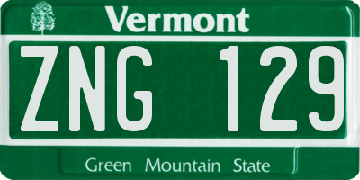 VT license plate ZNG129