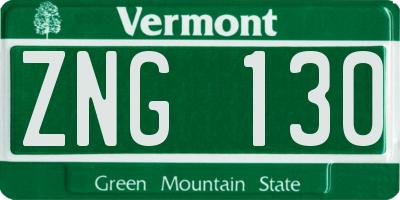 VT license plate ZNG130