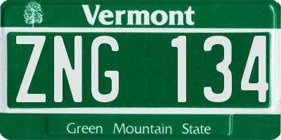 VT license plate ZNG134