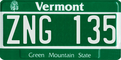 VT license plate ZNG135