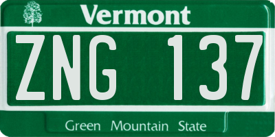 VT license plate ZNG137
