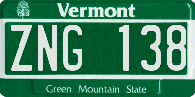 VT license plate ZNG138