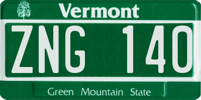 VT license plate ZNG140