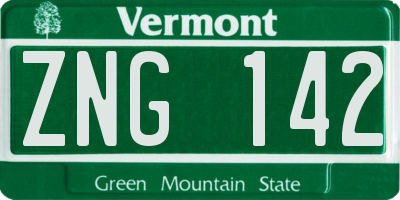 VT license plate ZNG142