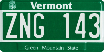 VT license plate ZNG143
