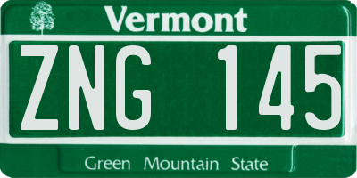 VT license plate ZNG145