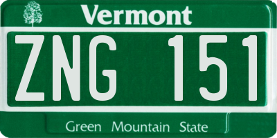 VT license plate ZNG151