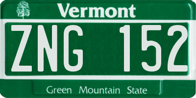 VT license plate ZNG152